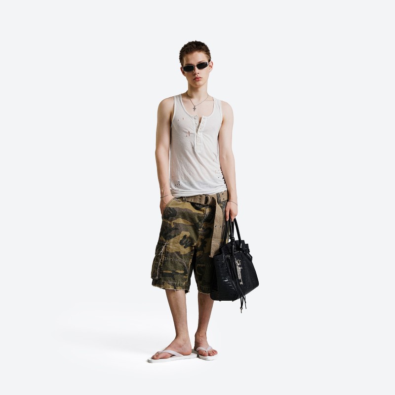Camo Cargo Midi Shorts